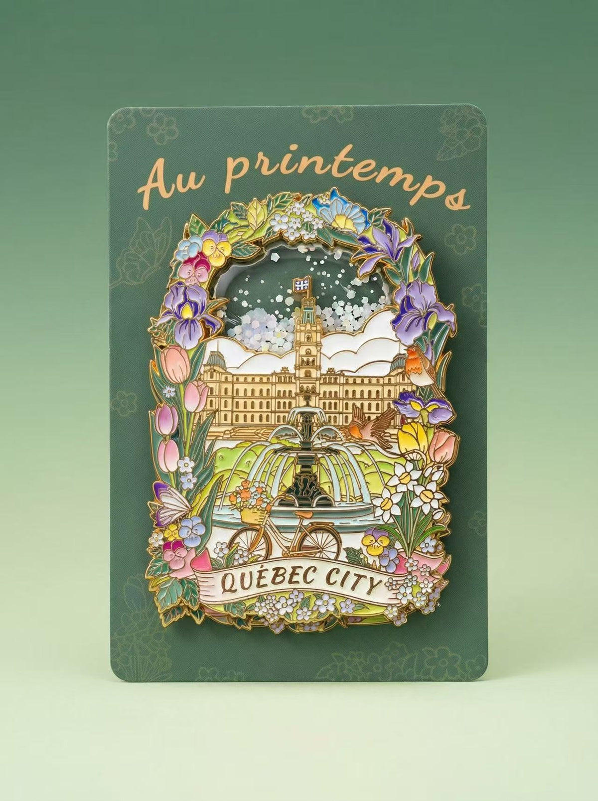 Quebec City Spring Floating Glitter Magnet