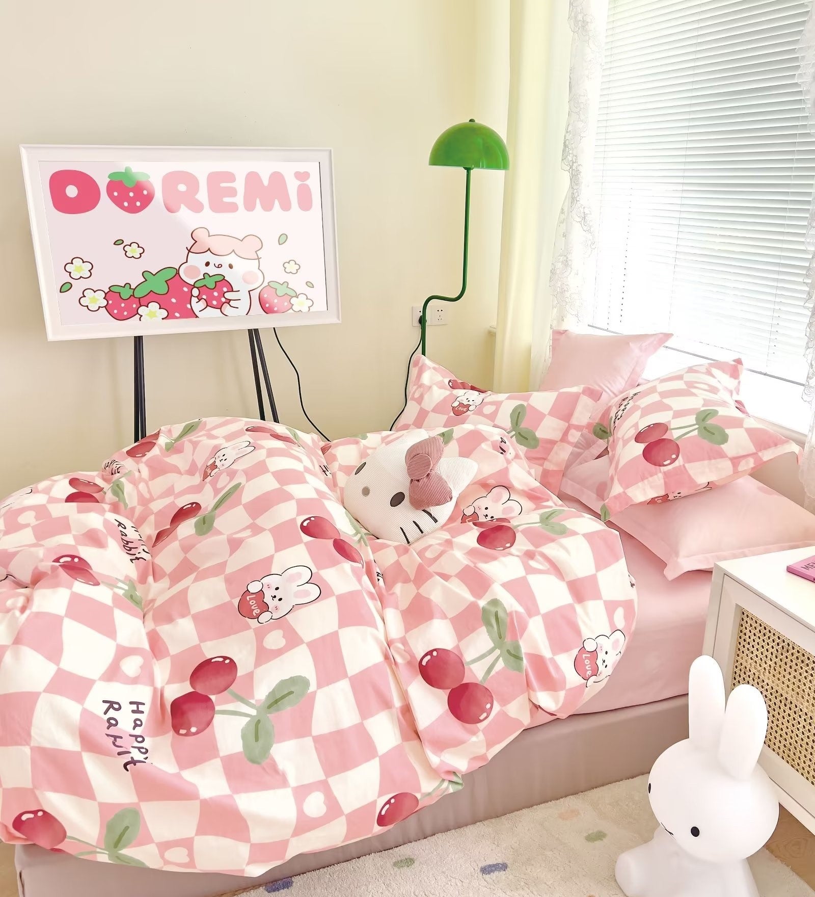 Cherry Bunny North America Custom Fitted Sheet Style 4-Piece Bedding Set