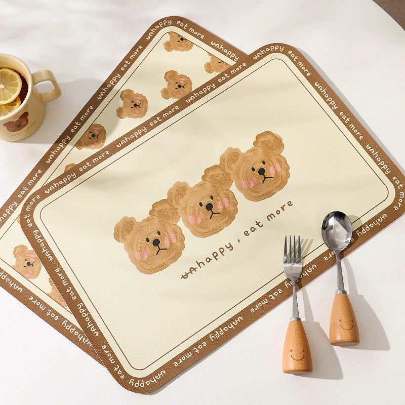 We Bare Bears Leather Placemat
