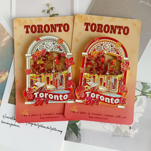 Toronto Skyline Maple Leaf Liquid Quicksand Fridge Magnet