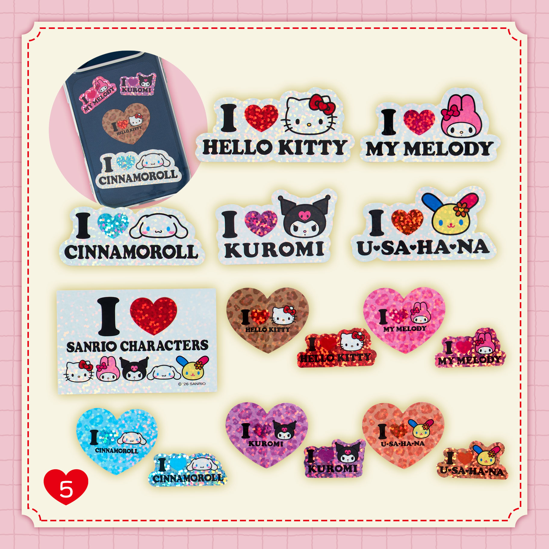 I Love Sanrio Characters Sticker Sheet