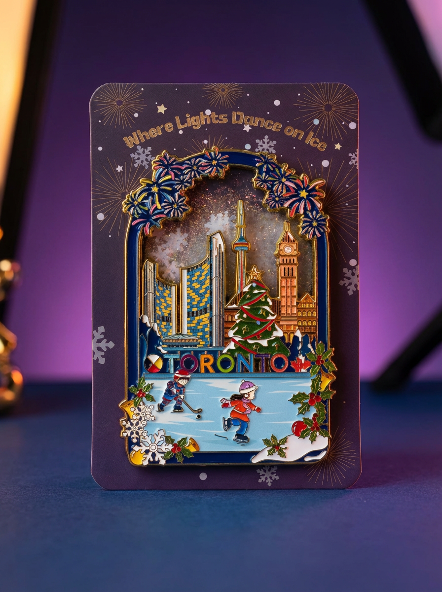 Toronto Winter Snow Floating Glitter Magnet