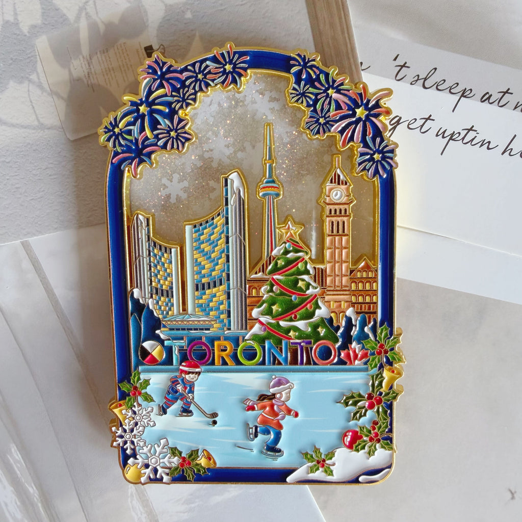 Toronto Winter Snow Floating Glitter Magnet
