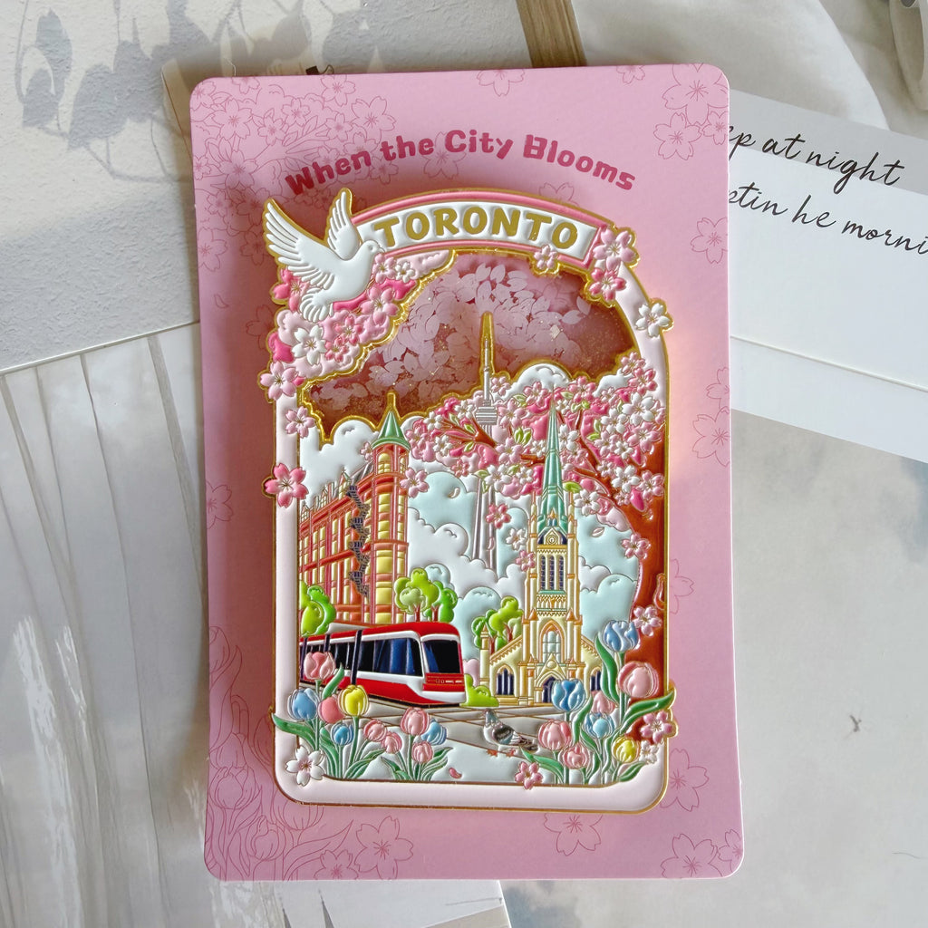 Toronto Cherry Blossom Floating Glitter Magnet