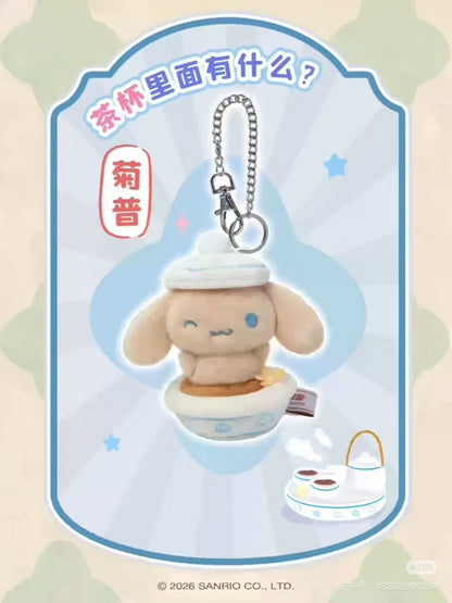 Cinnamoroll dim sum mascot charm - blue puppy in yum cha outfit