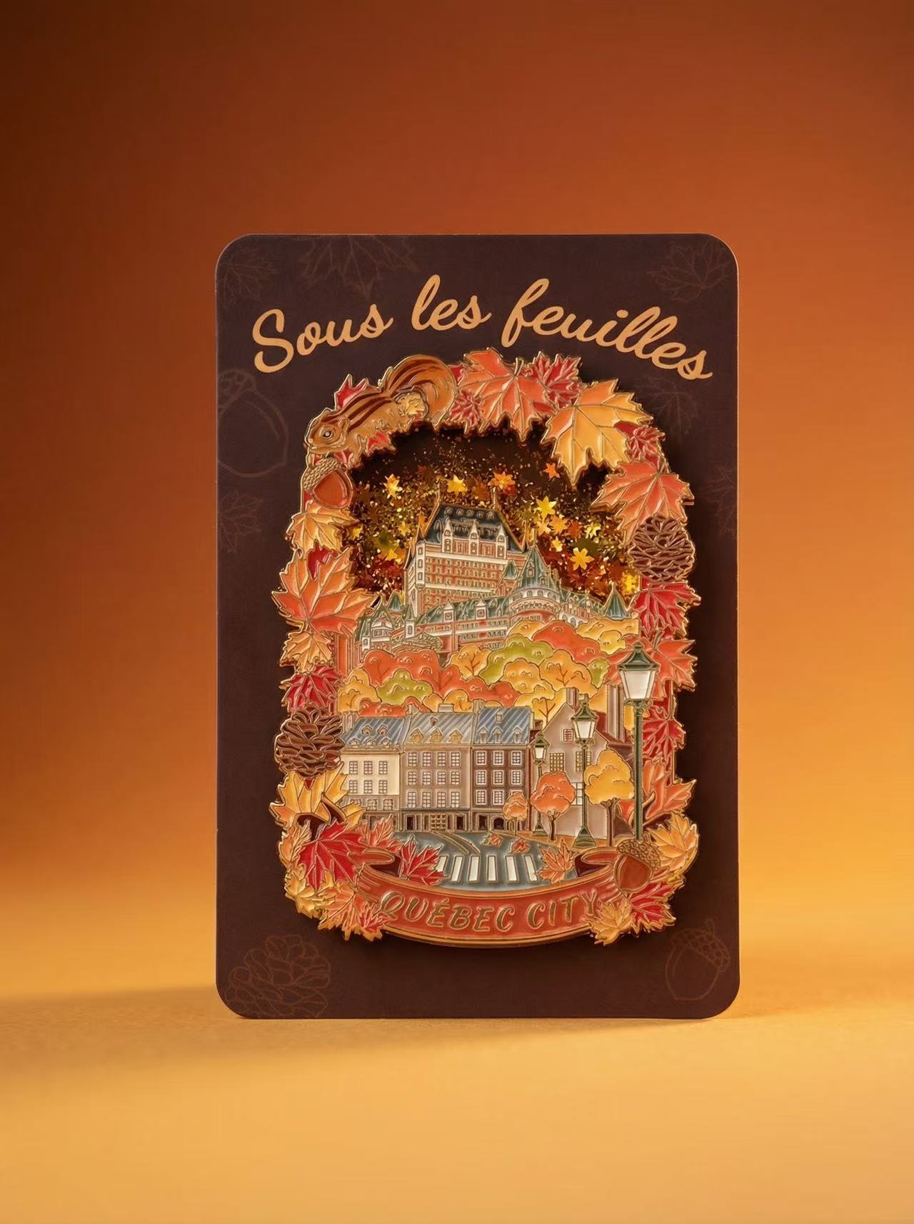 Quebec City Autumn Floating Glitter Magnet