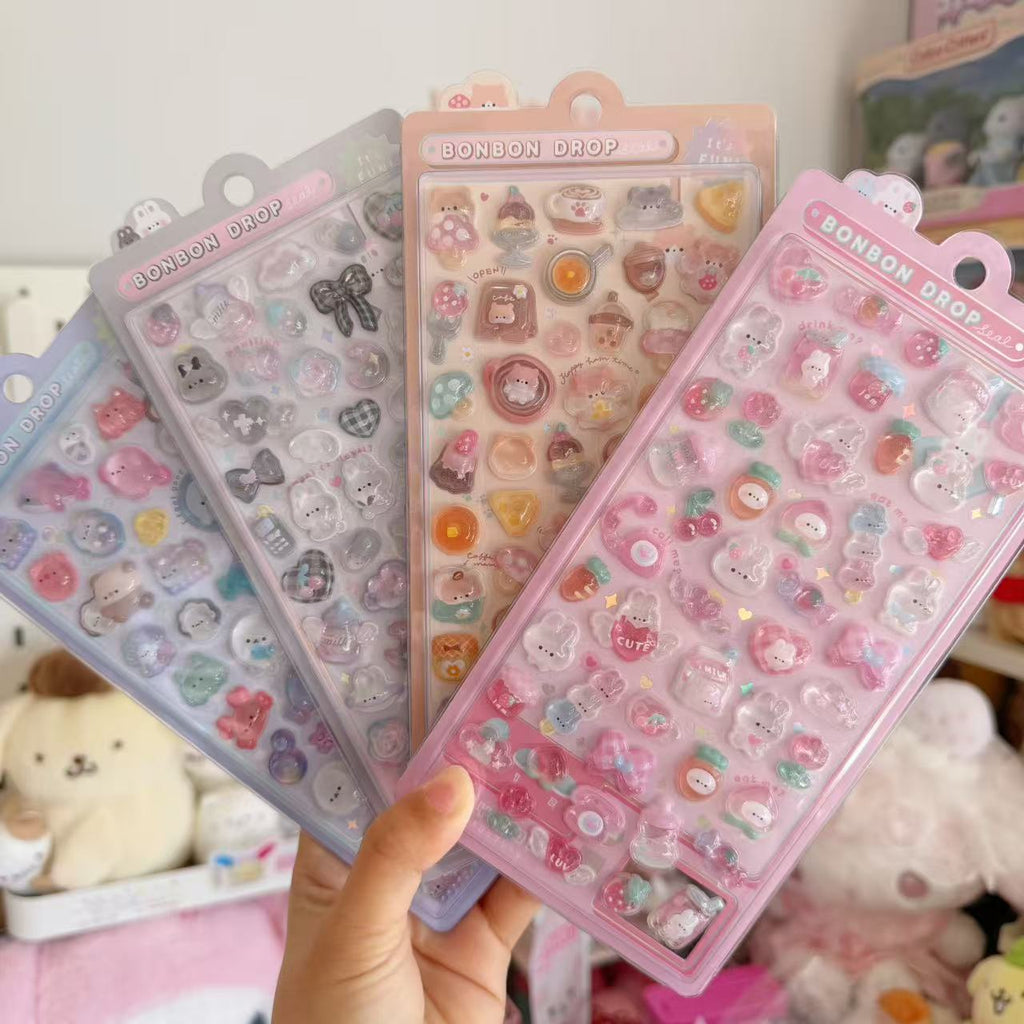 Bonbon Drop Animal 3D Sticker Sheet