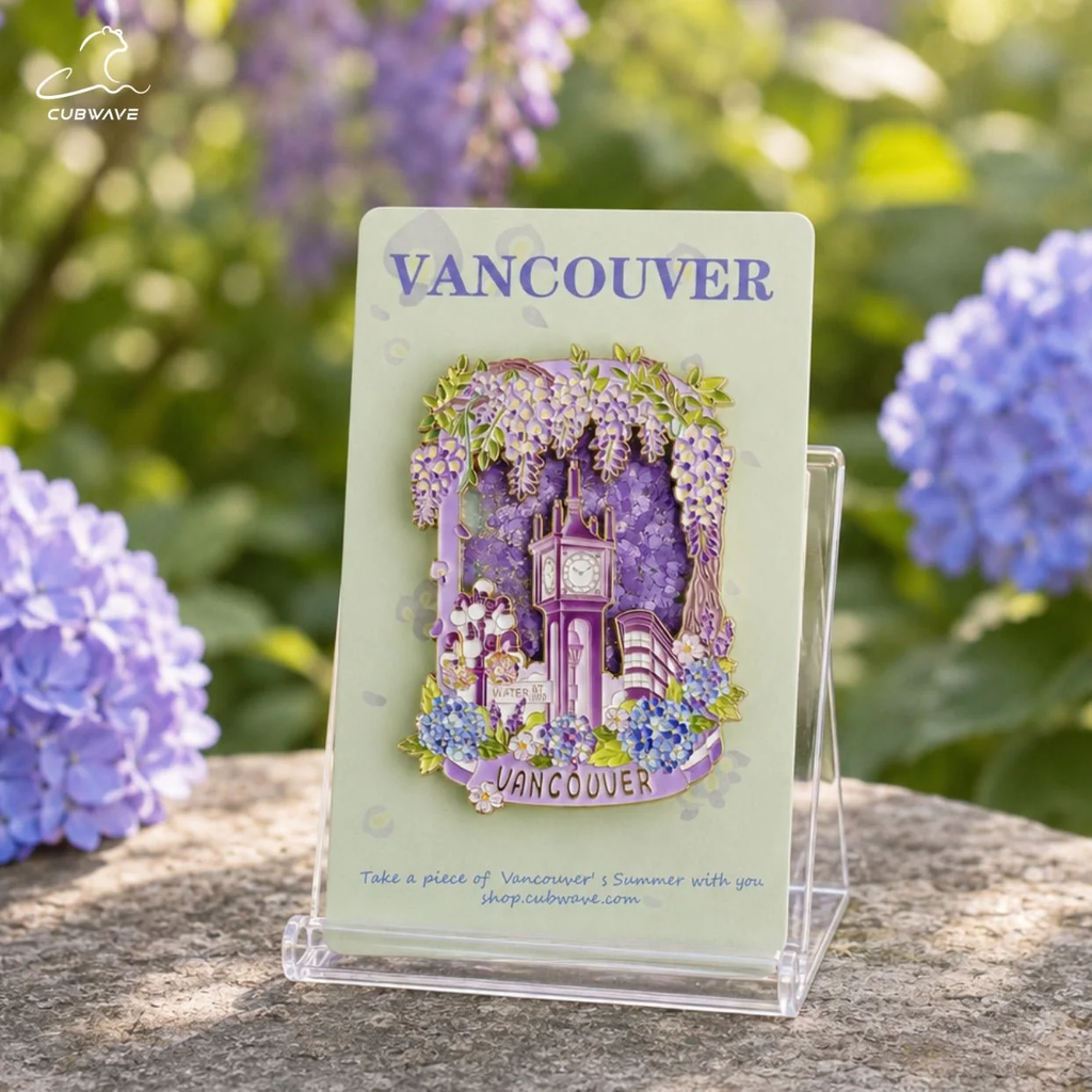 Vancouver Wisteria Steam Clock Fridge Magnet