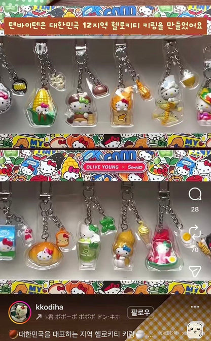 Olive Young x Sanrio Hello Kitty Regional Keychain Blind Box