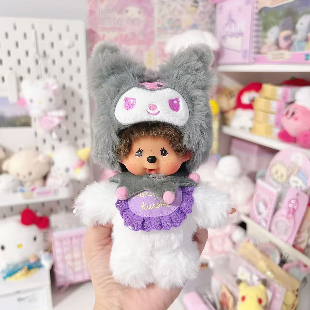 Monchhichi x Sanrio Collab Kuromi Mascot