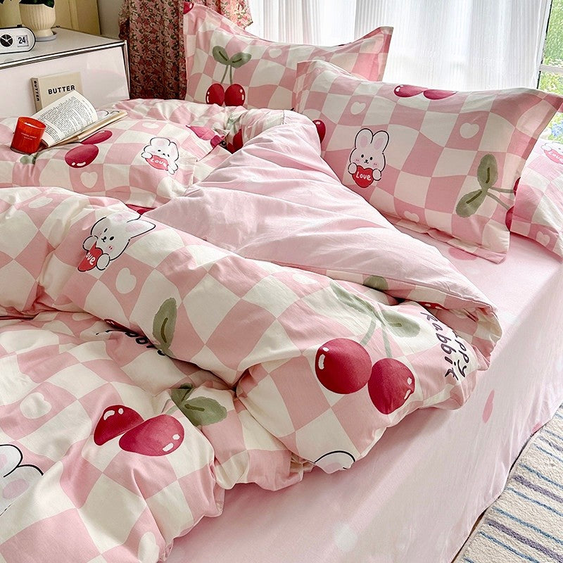 Cherry Bunny North America Custom Fitted Sheet Style 4-Piece Bedding Set