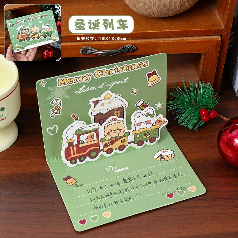 Cartoon Christmas 3D Pop-Up Greeting Card
