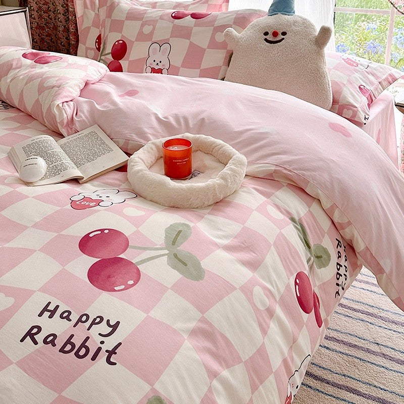 Cherry Bunny North America Custom Fitted Sheet Style 4-Piece Bedding Set