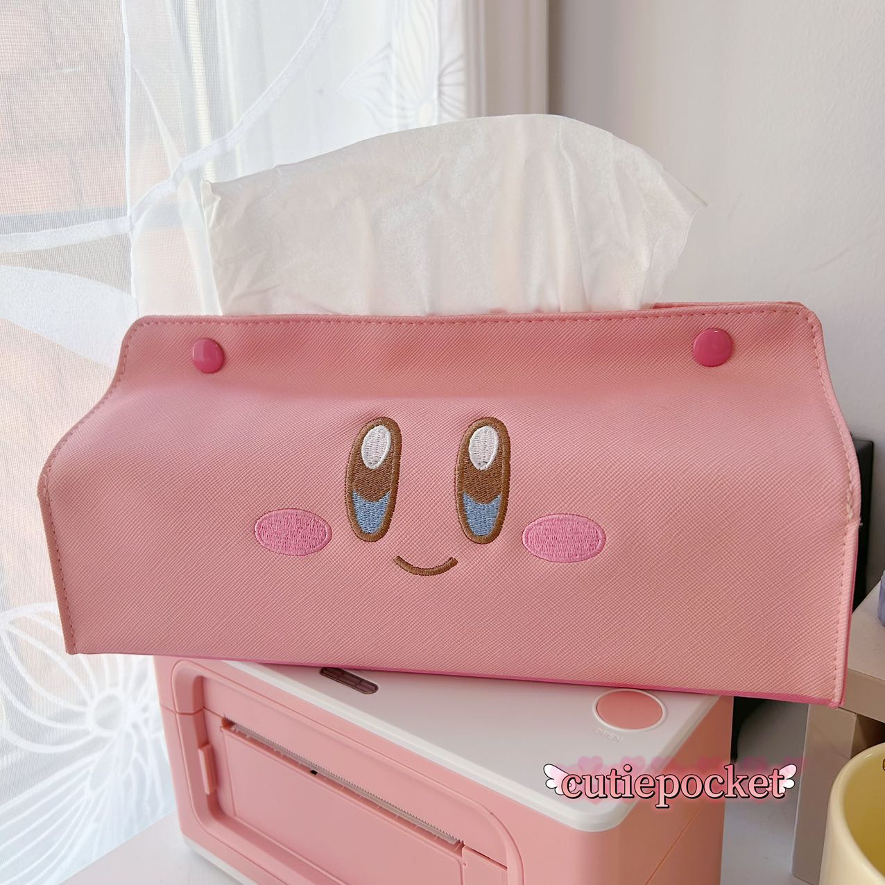 Kirby Embroidered Tissue Box Cover