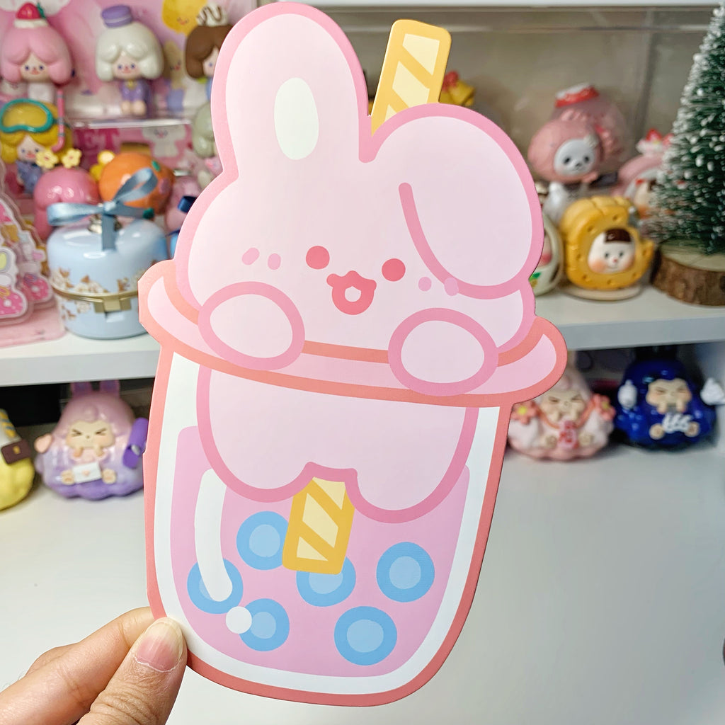 Kawaii Bunny Boba Tea Greeting Card
