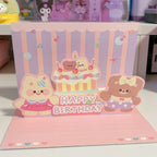 Cute 3D Pop-Up Birthday Card - Purple