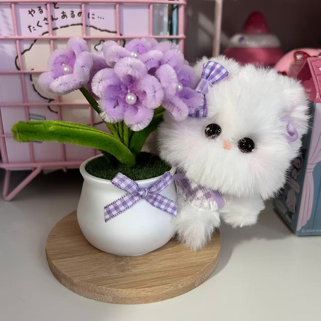 Pipe Cleaner Cat & Dog Potted Plant Figure