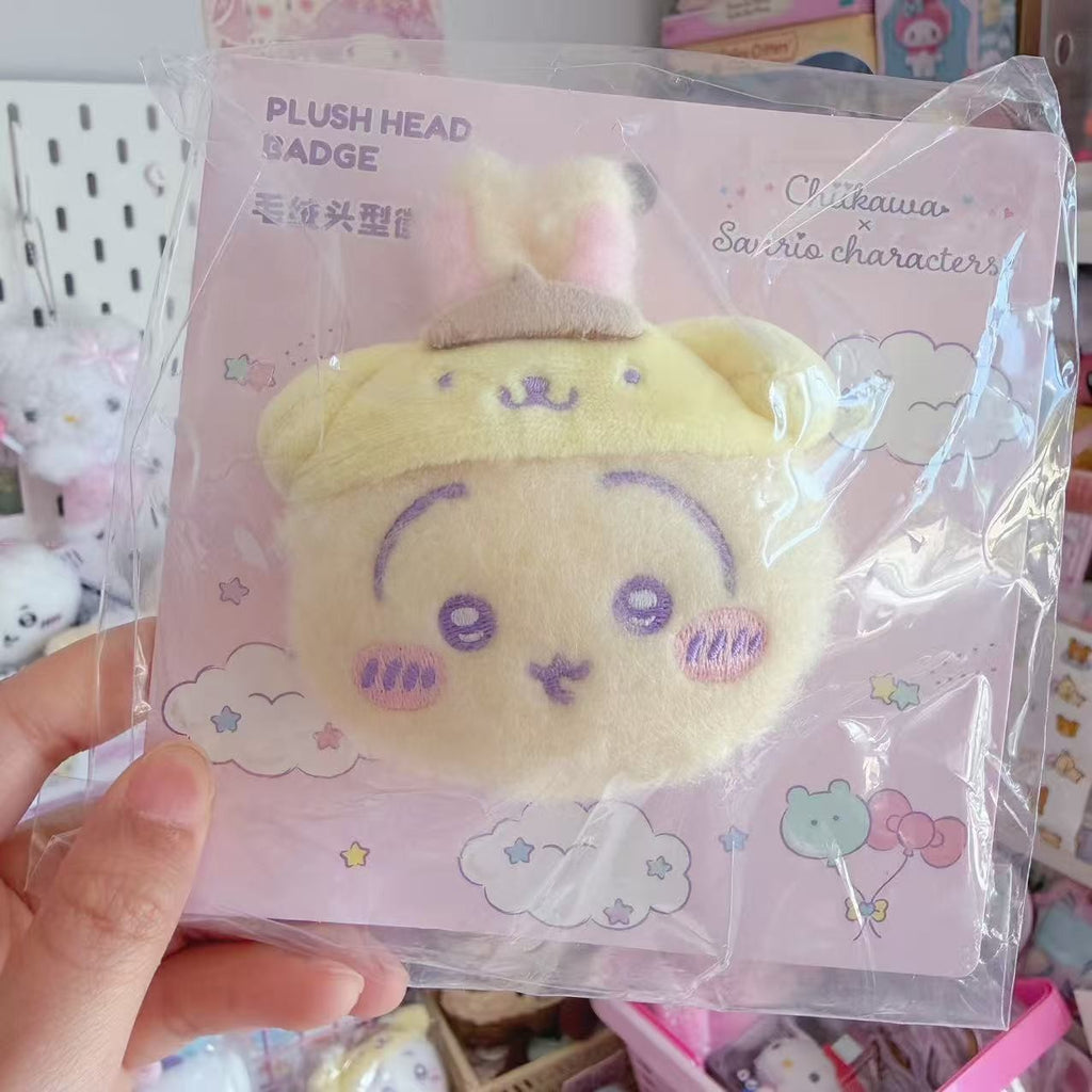 Chiikawa x Sanrio Big Head Pin Badge