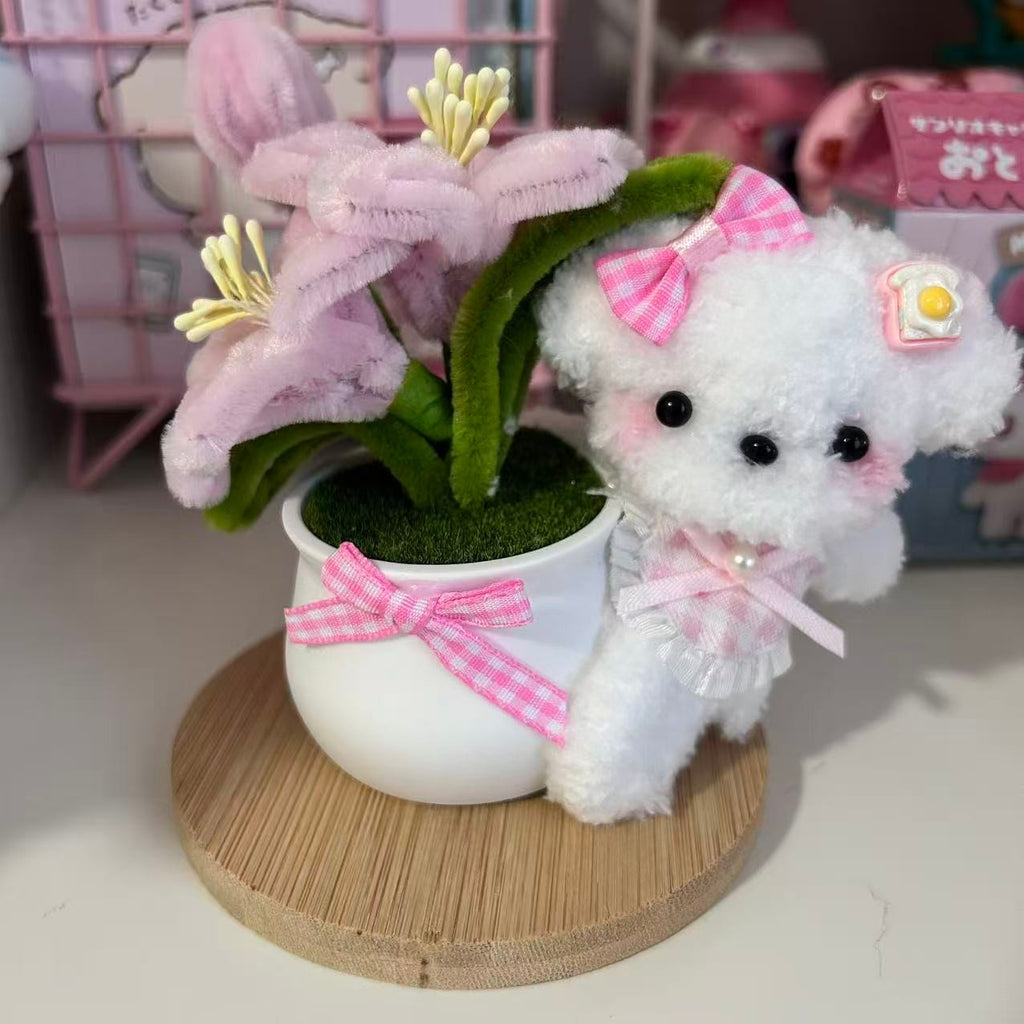 Pipe Cleaner Cat & Dog Potted Plant Figure