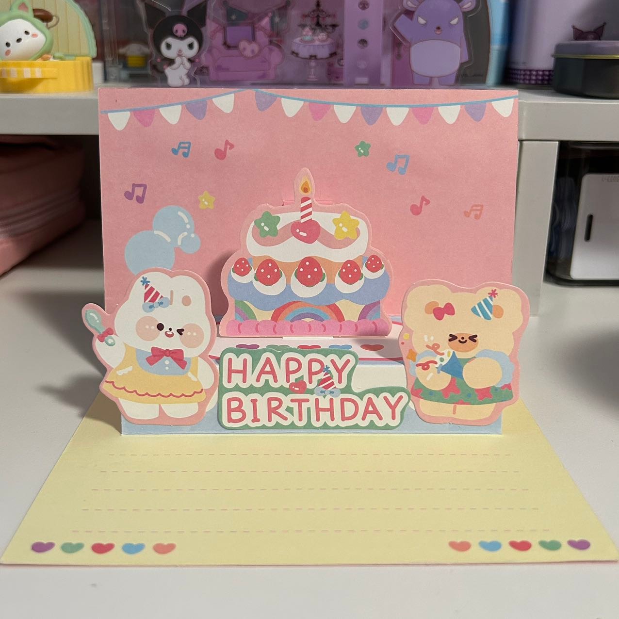 Cute 3D Pop-Up Birthday Card - Pink